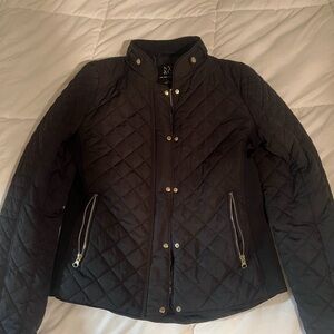 New York & Company Black Quilted Utility Jacket